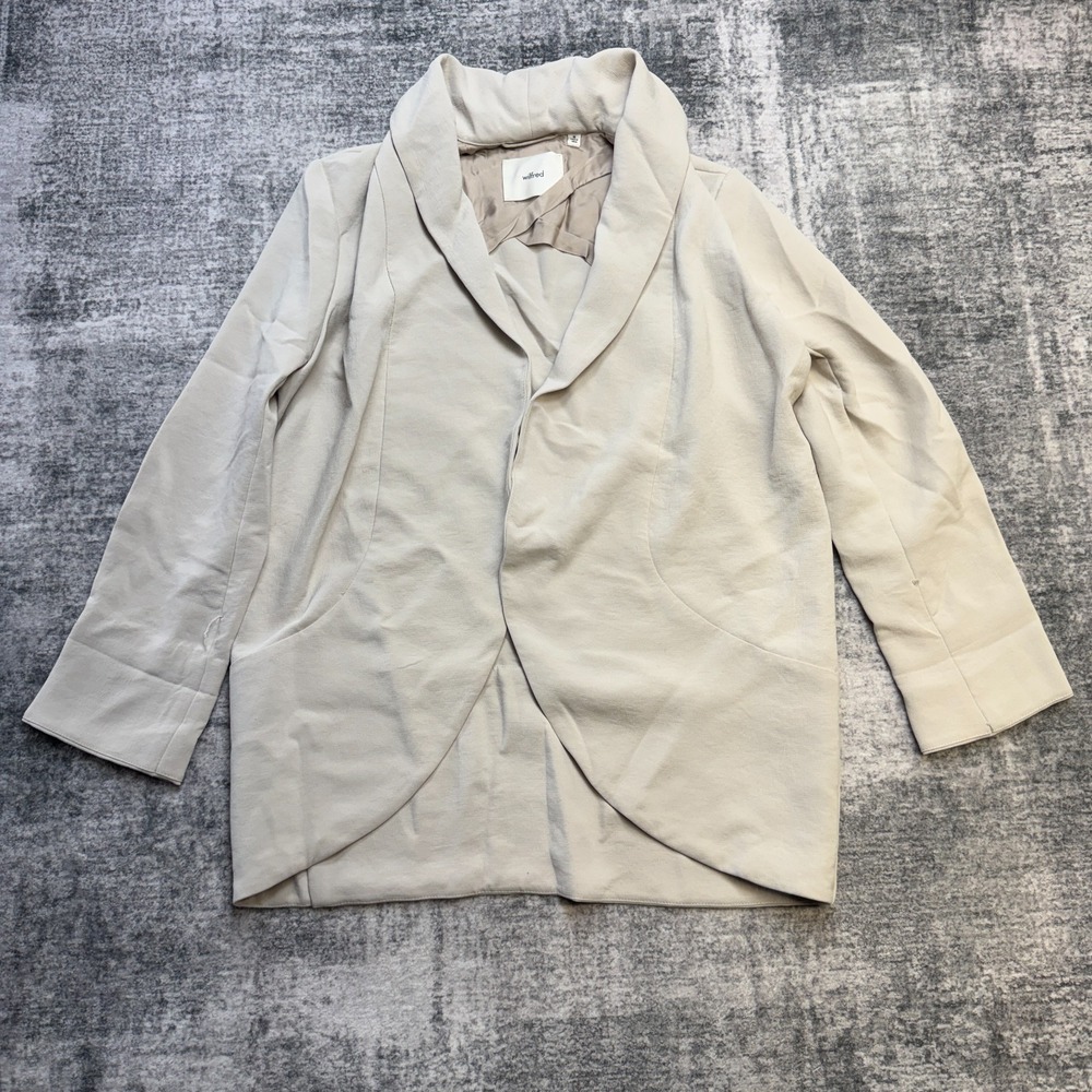 Wilfred Aritzia Blazer Womens Medium Bone Shawl Open Front Minimal Quirt Luxury